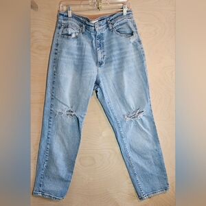 Womens Universal Thread Light Blue Distressed High Rise Jeans Tapered Style